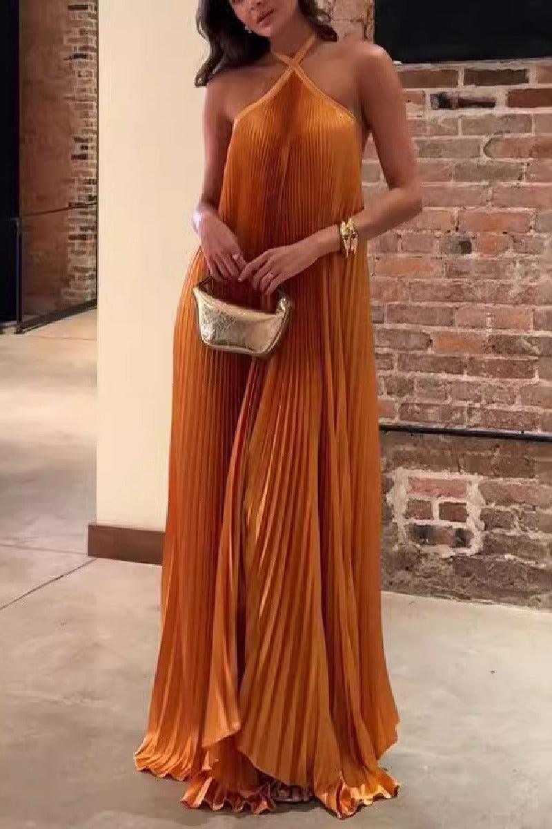 A-Line Floor Length Silk-Like Wedding Guest Dress 833160632824 - 10 Days / Brown / S - COCOMELODY